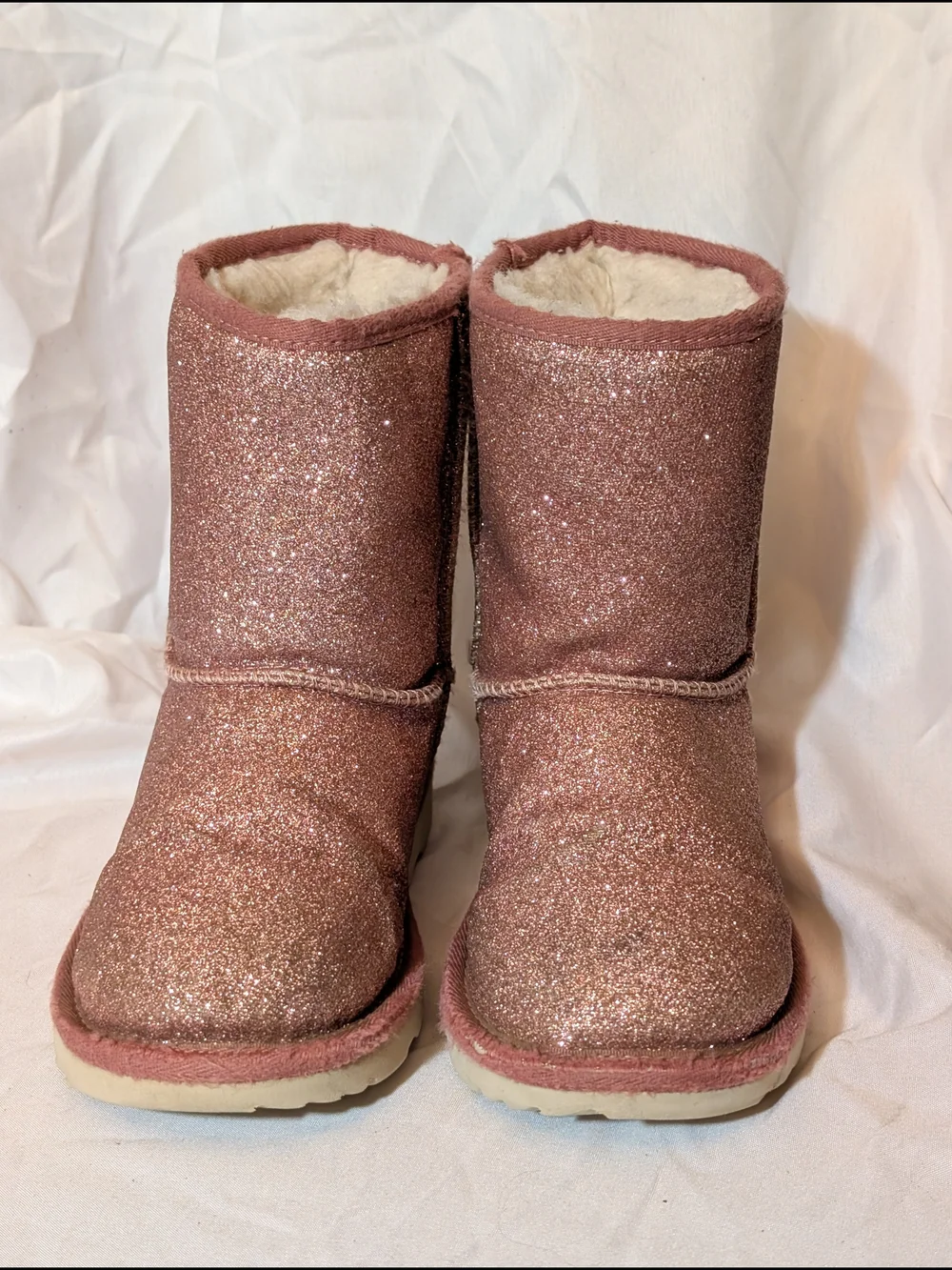 UGG Kids Pink Glitter Faux-Fur Boot